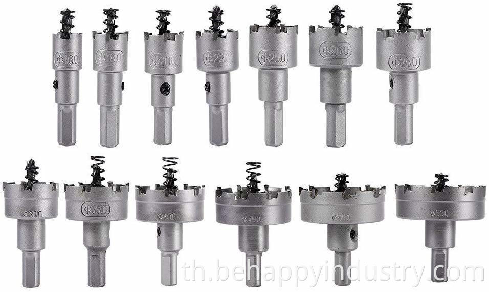 13PCS 16mm-53mm สแตนเลสสตีลคาร์ไบด์ Tip Tct Metal Drill Bit Hole Saw